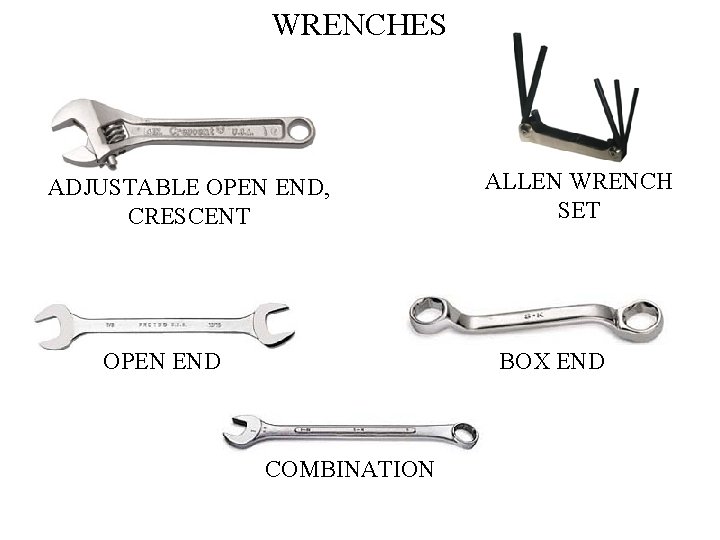 WRENCHES ADJUSTABLE OPEN END, CRESCENT OPEN END ALLEN WRENCH SET BOX END COMBINATION 