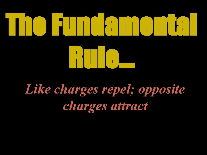 The Fundamental Rule… Like charges repel; opposite charges attract 