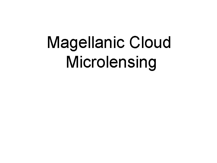 Magellanic Cloud Microlensing 