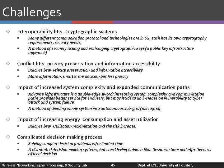 Challenges v Interoperability btw. Cryptographic systems § § v Conflict btw. privacy preservation and