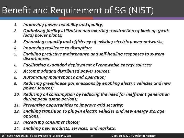 Benefit and Requirement of SG (NIST) 1. 2. 3. 4. 5. 6. 7. 8.