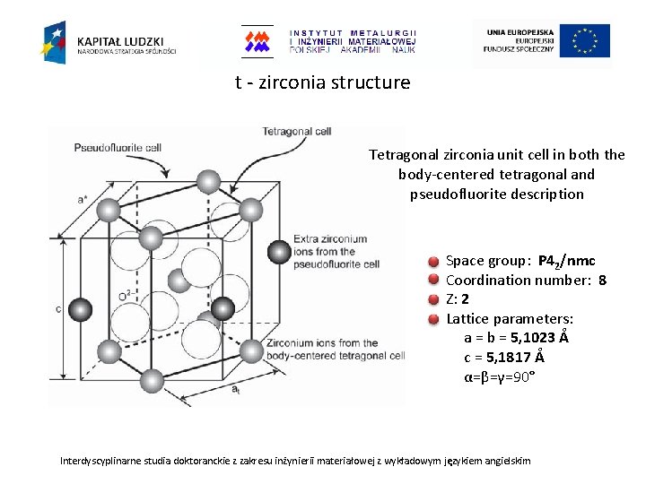 t - zirconia structure Tetragonal zirconia unit cell in both the body-centered tetragonal and