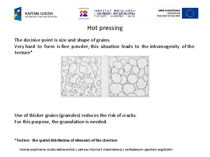 Hot pressing The decisive point is size and shape of grains. Very hard to