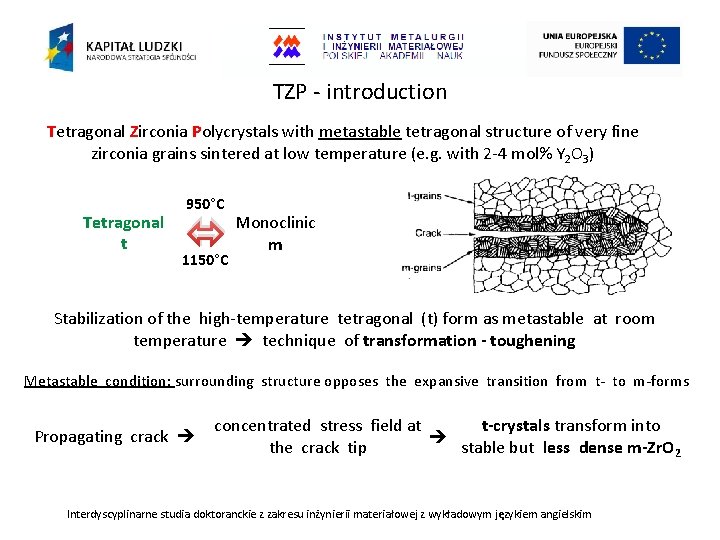 TZP - introduction Tetragonal Zirconia Polycrystals with metastable tetragonal structure of very fine zirconia