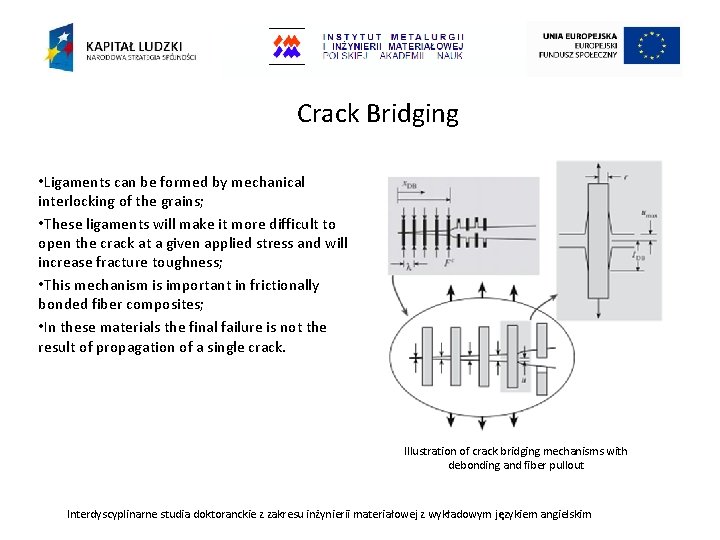 Crack Bridging • Ligaments can be formed by mechanical interlocking of the grains; •