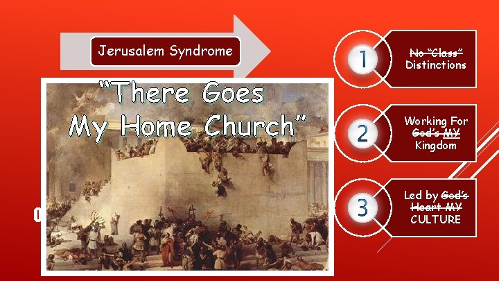 Jerusalem Syndrome “There My Home Goes Church” OPEN DOORS: MEANS GOD’S VIEWPOINT No “Class”
