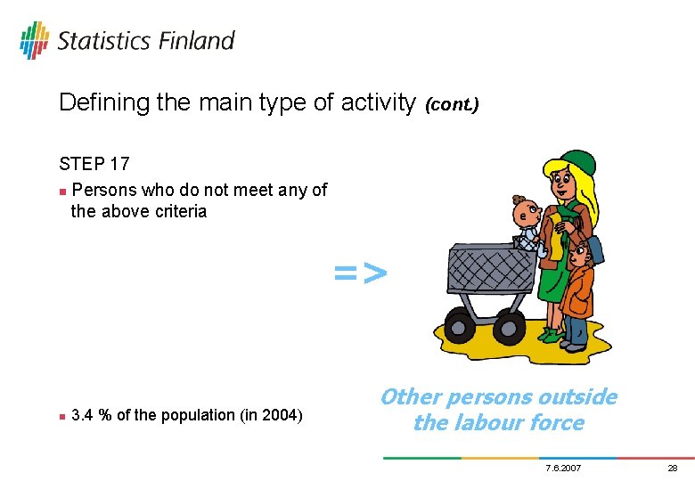 Defining the main type of activity (cont. ) STEP 17 n Persons who do