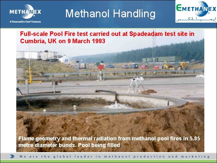 Methanol Handling Full-scale Pool Fire test carried out at Spadeadam test site in Cumbria,