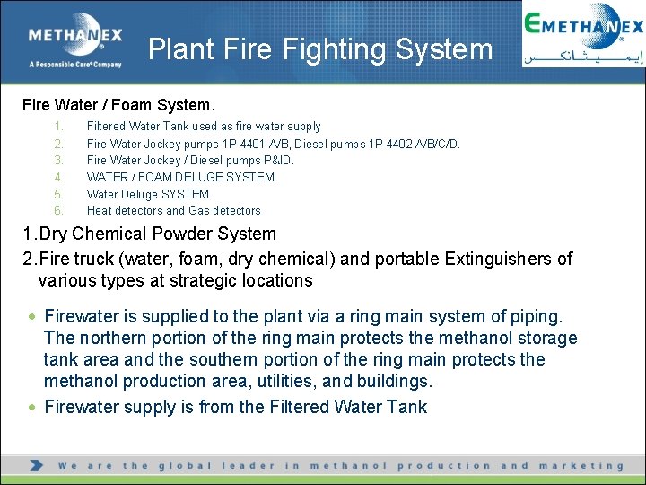Plant Fire Fighting System Fire Water / Foam System. 1. 2. 3. 4. 5.
