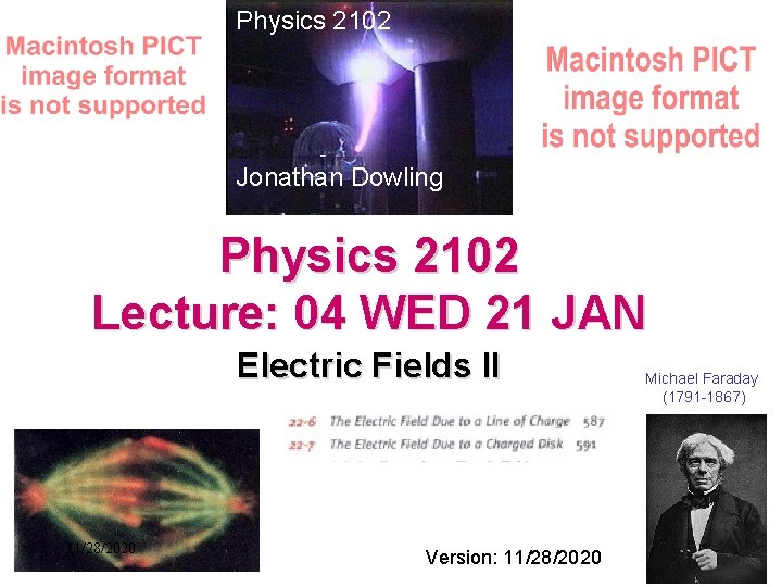 Physics 2102 Jonathan Dowling Physics 2102 Lecture: 04 WED 21 JAN Electric Fields II