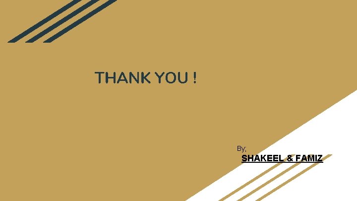 THANK YOU ! By; SHAKEEL & FAMIZ 