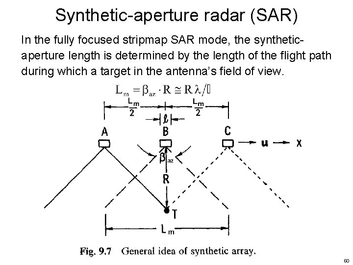 Synthetic-aperture radar (SAR) In the fully focused stripmap SAR mode, the syntheticaperture length is