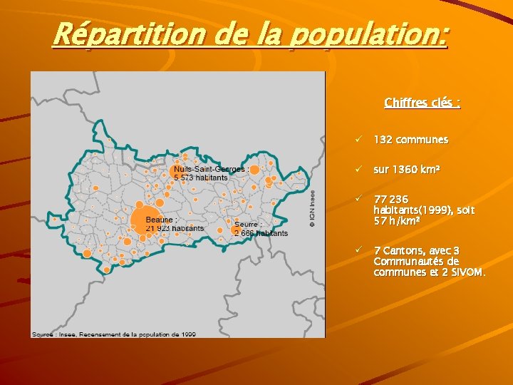 Répartition de la population: Chiffres clés : ü 132 communes ü sur 1360 km²