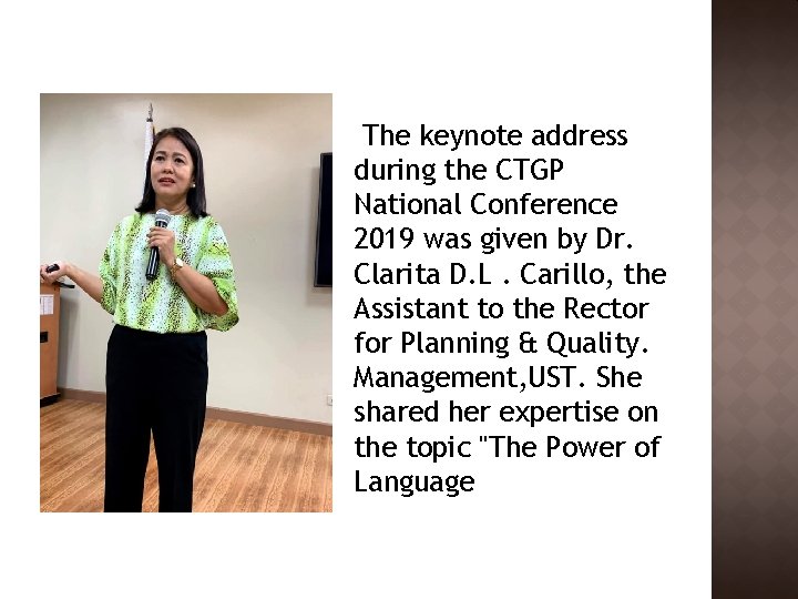 The keynote address during the CTGP National Conference 2019 was given by Dr. The keynote address during the CTGP National Conference 2019 was given by Dr.