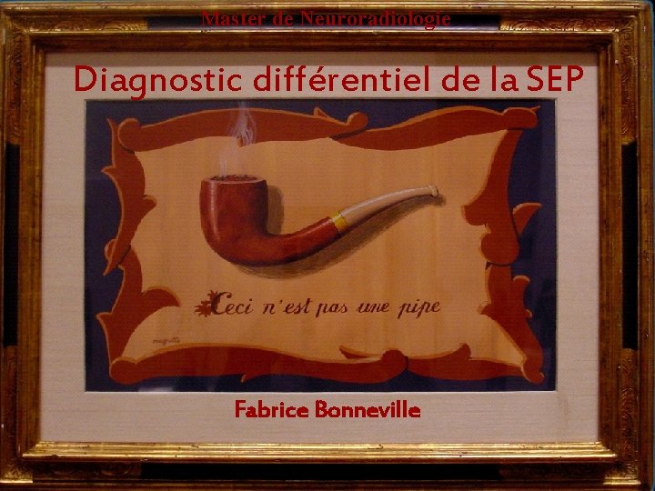 Master de Neuroradiologie Diagnostic différentiel de la SEP Fabrice Bonneville 
