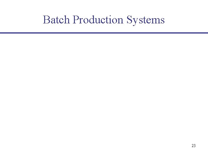 Batch Production Systems 23 
