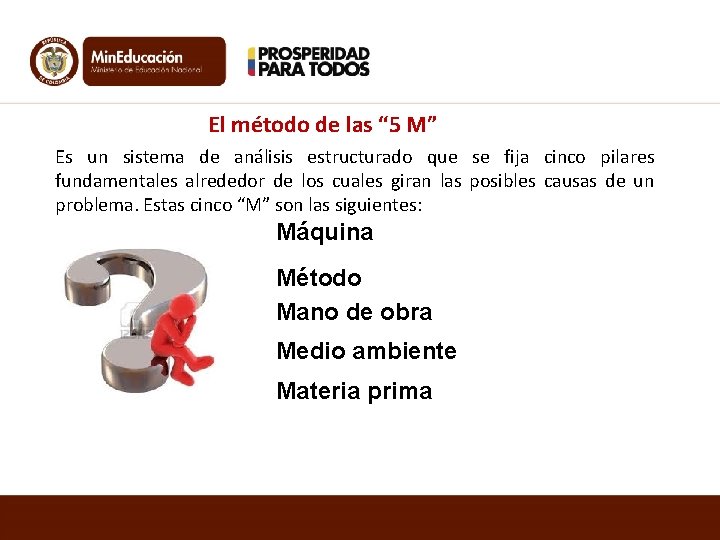 El método de las “ 5 M” Es un sistema de análisis estructurado que