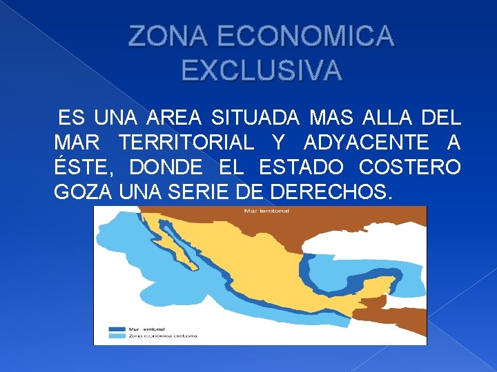 ZONA ECONOMICA EXCLUSIVA ES UNA AREA SITUADA MAS ALLA DEL MAR TERRITORIAL Y ADYACENTE