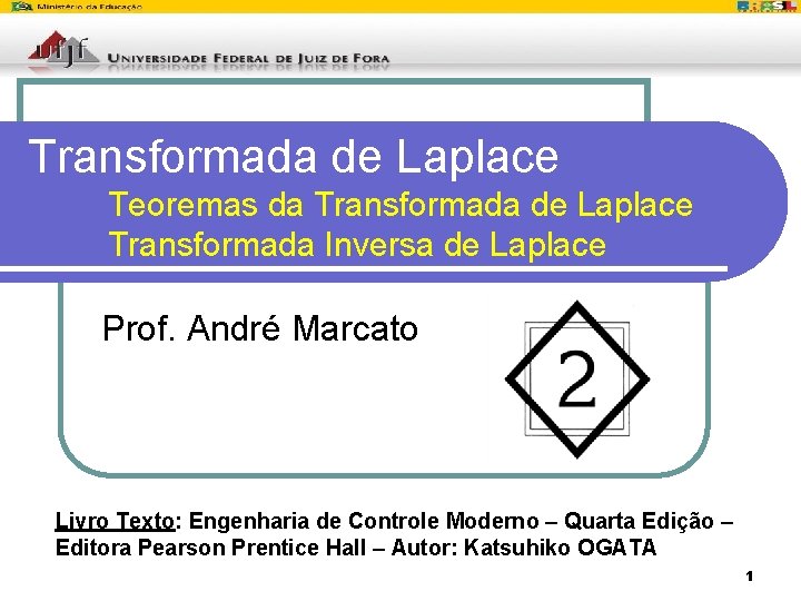 Transformada de Laplace Teoremas da Transformada de Laplace Transformada Inversa de Laplace Prof. André