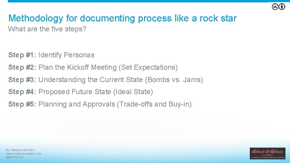 Methodology for documenting process like a rock star What are the five steps? Step
