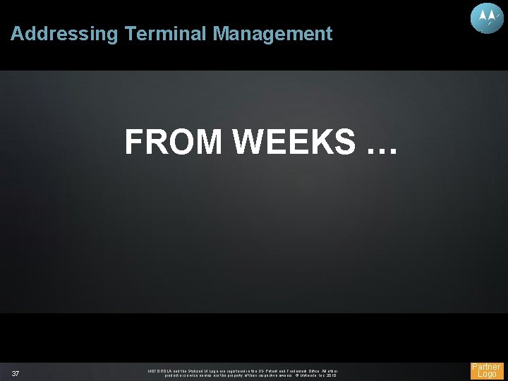 Addressing Terminal Management FROM WEEKS … 37 MOTOROLA and the Stylized M Logo are