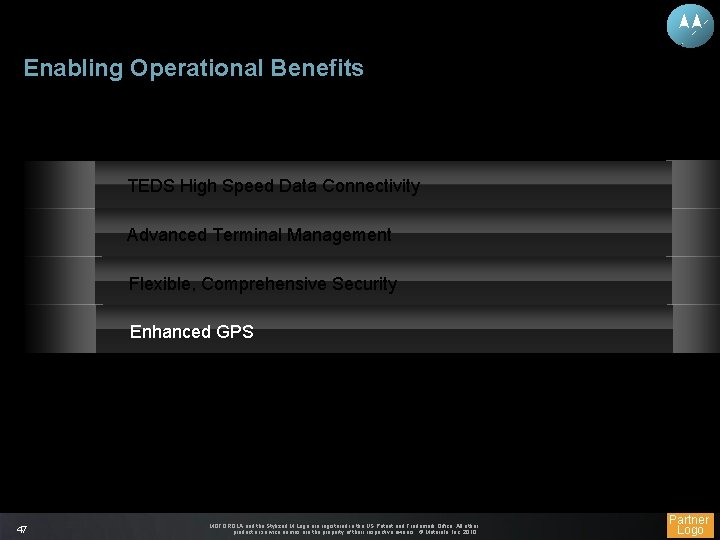Enabling Operational Benefits TEDS High Speed Data Connectivity Advanced Terminal Management Flexible, Comprehensive Security