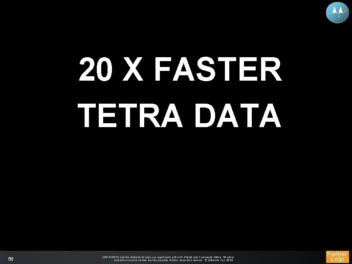 20 X FASTER TETRA DATA 58 MOTOROLA and the Stylized M Logo are registered