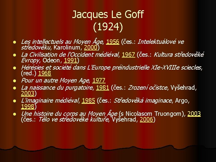 Jacques Le Goff (1924) l Les intellectuels au Moyen ge, 1956 (čes. : Intelektuálové
