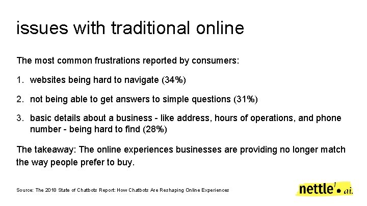 issues with traditional online The most common frustrations reported by consumers: 1. websites being issues with traditional online The most common frustrations reported by consumers: 1. websites being