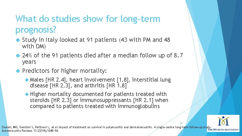 What do studies show for long-term prognosis? Study in Italy looked at 91 patients