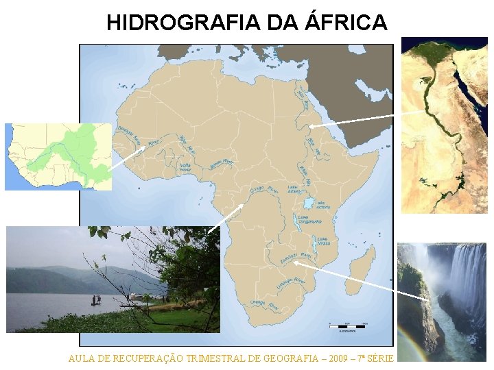 Principais rios do continente africano: HIDROGRAFIA DA ÁFRICA Rio Nilo Rio Niger Rio Congo Principais rios do continente africano: HIDROGRAFIA DA ÁFRICA Rio Nilo Rio Niger Rio Congo