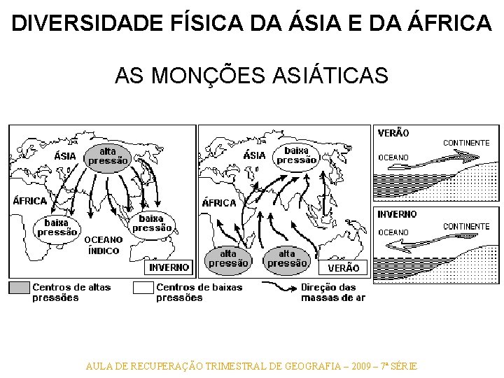 DIVERSIDADE FÍSICA DA ÁSIA E DA ÁFRICA AS MONÇÕES ASIÁTICAS AULA DE RECUPERAÇÃO TRIMESTRAL DIVERSIDADE FÍSICA DA ÁSIA E DA ÁFRICA AS MONÇÕES ASIÁTICAS AULA DE RECUPERAÇÃO TRIMESTRAL