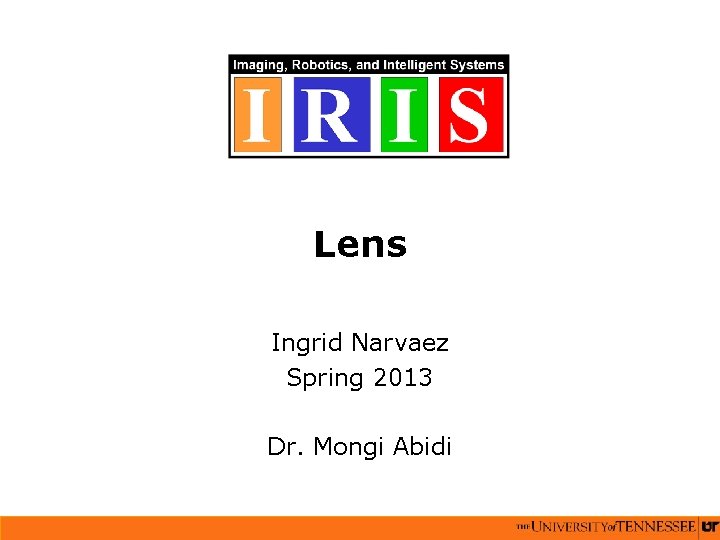 Lens Ingrid Narvaez Spring 2013 Dr. Mongi Abidi 