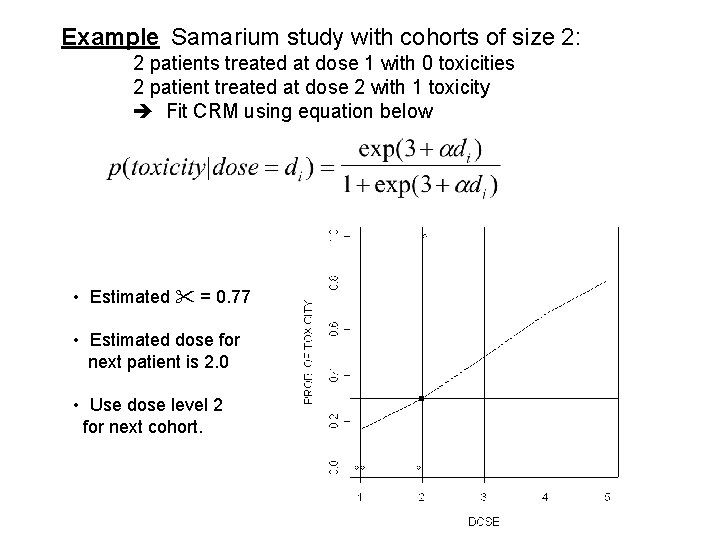 Example Samarium study with cohorts of size 2: 2 patients treated at dose 1