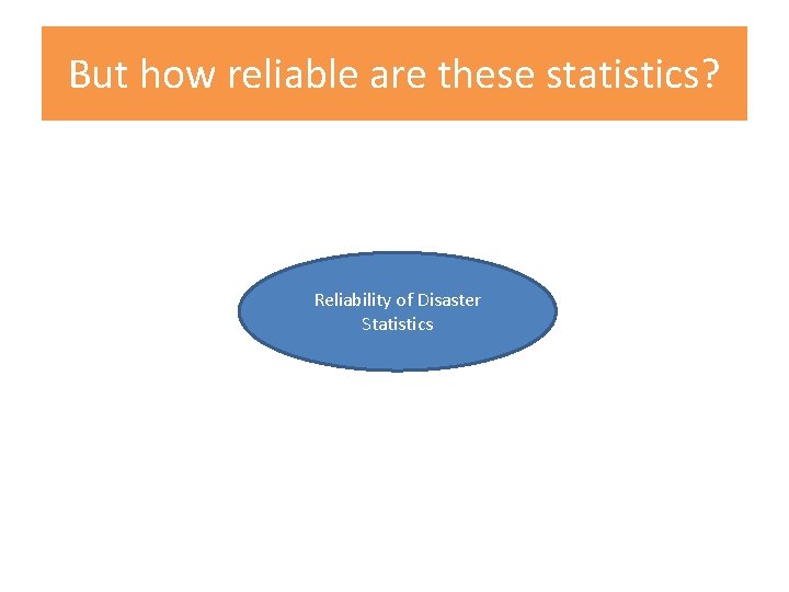 But how reliable are these statistics? Reliability of Disaster Statistics 