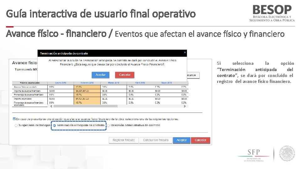 Guía interactiva de usuario final operativo Avance físico - financiero / Eventos que afectan