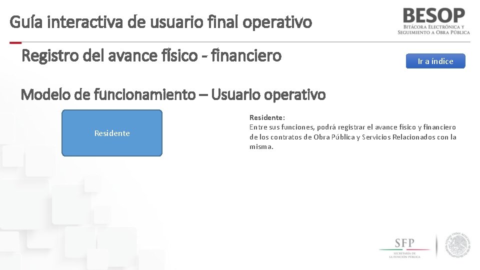 Guía interactiva de usuario final operativo Registro del avance físico - financiero Ir a