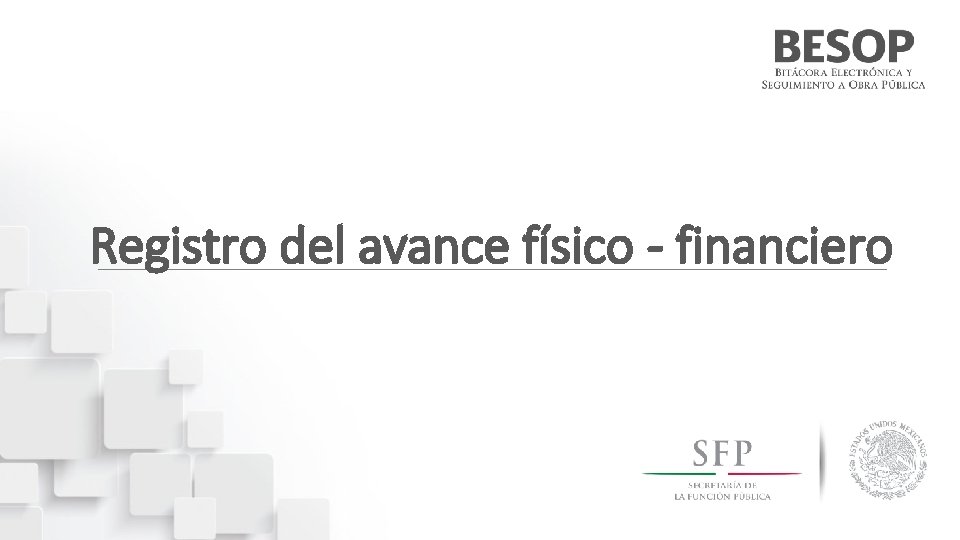 Registro del avance físico - financiero 