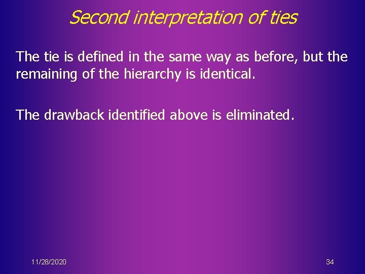 Second interpretation of ties The tie is defined in the same way as before,