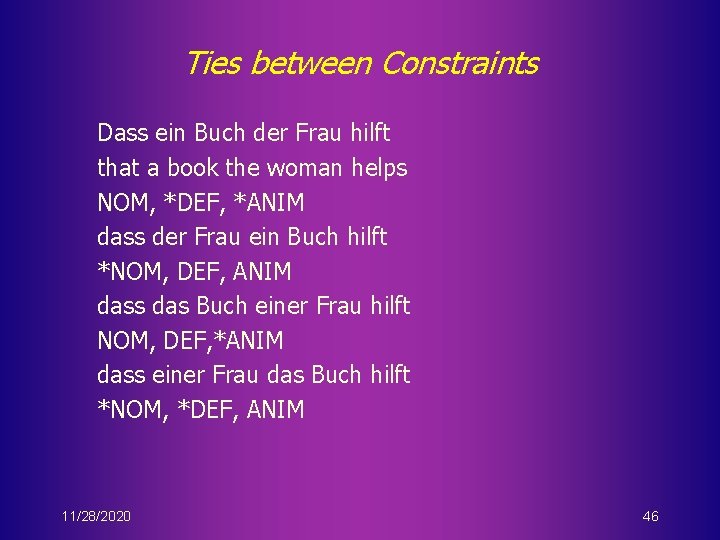 Ties between Constraints Dass ein Buch der Frau hilft that a book the woman