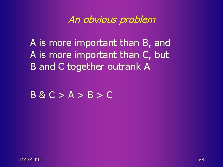 An obvious problem A is more important than B, and A is more important