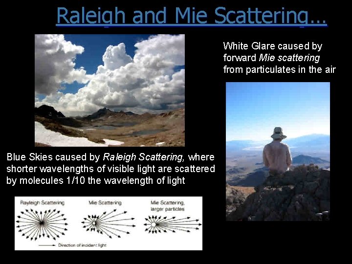 Raleigh and Mie Scattering… White Glare caused by forward Mie scattering from particulates in