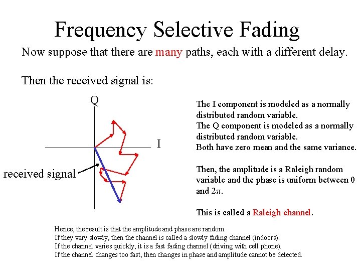 Frequency Selective Fading Now suppose that there are many paths, each with a different