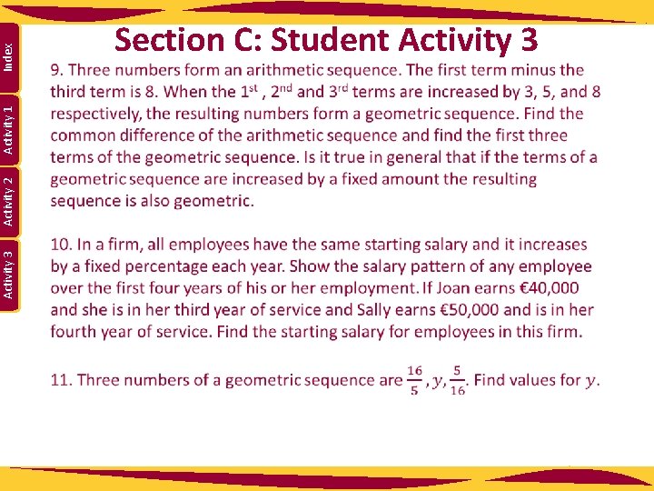 Activity 3 Activity 2 Activity 1 Index Section C: Student Activity 3 
