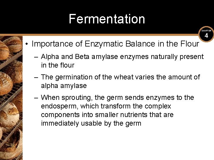 Fermentation CHAPTER • Importance of Enzymatic Balance in the Flour – Alpha and Beta