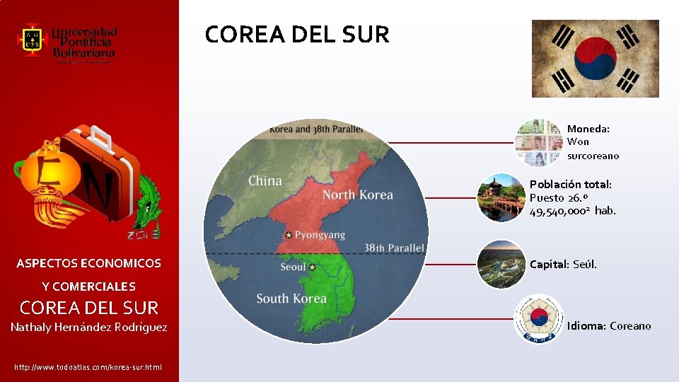 COREA DEL SUR Este Moneda: Won surcoreano. Población total: Puesto 26. º 49, 540,
