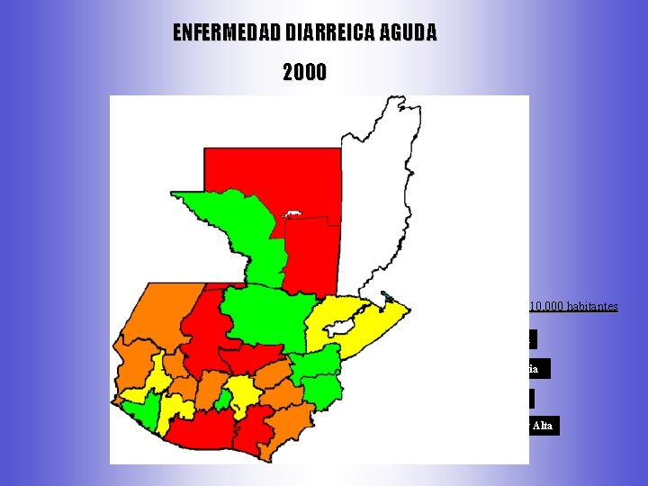 ENFERMEDAD DIARREICA AGUDA 2000 Enfermedad * 10, 000 habitantes Baja Media Alta Muy Alta