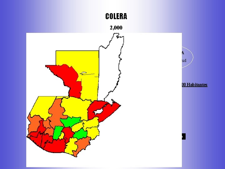 COLERA 2, 000 INCIDENCIA Por Área de salud Tasa * 100, 000 Habitantes Baja