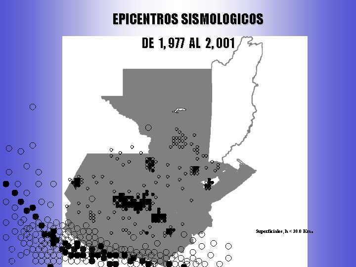 EPICENTROS SISMOLOGICOS DE 1, 977 AL 2, 001 v v vv VV V vvv