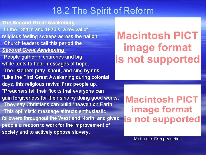18. 2 The Spirit of Reform The Second Great Awakening *In the 1820’s and 18. 2 The Spirit of Reform The Second Great Awakening *In the 1820’s and